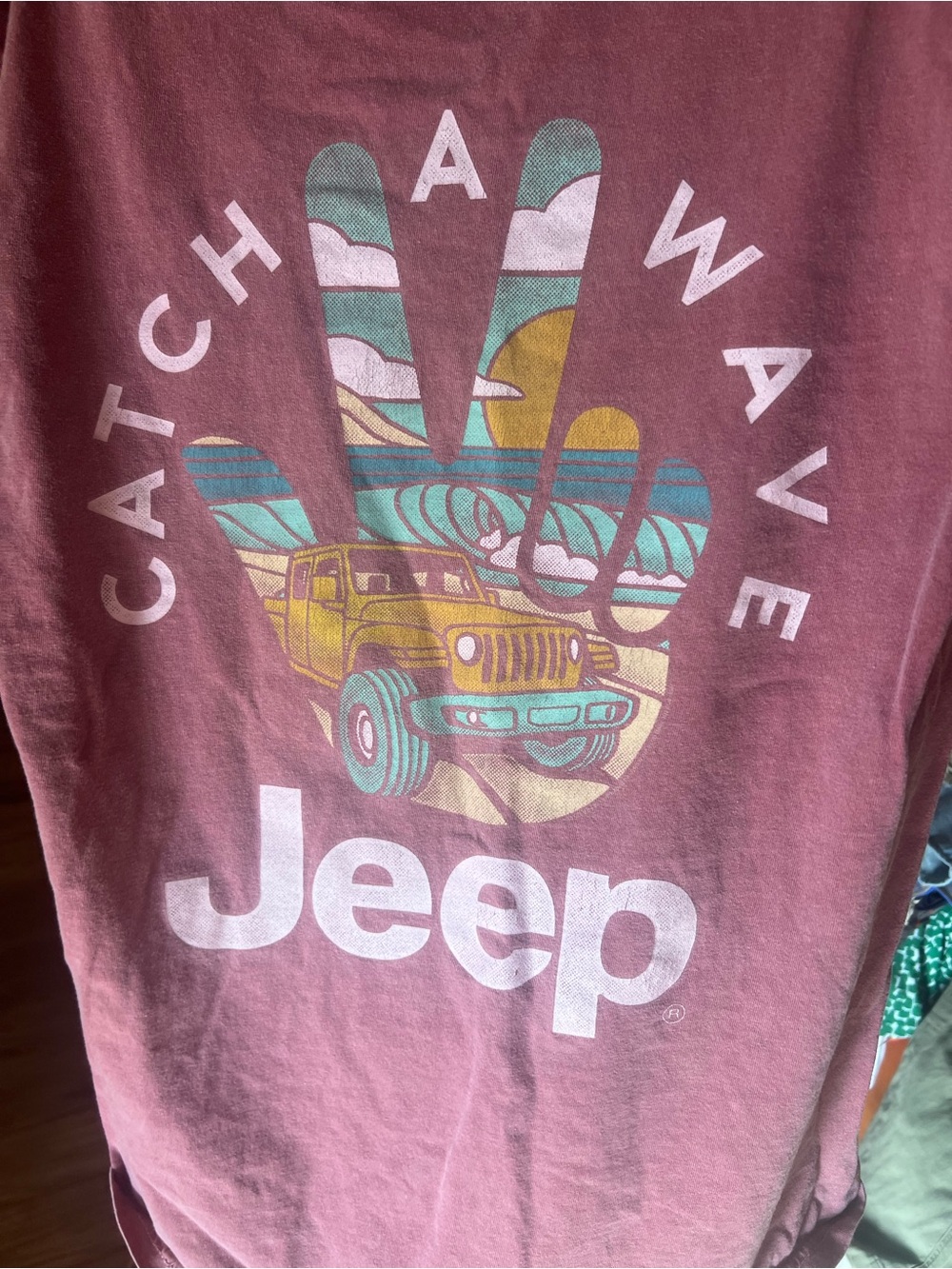 Jeep Dusty Rose Tee with Teal, Mustard & Cream Graphic
